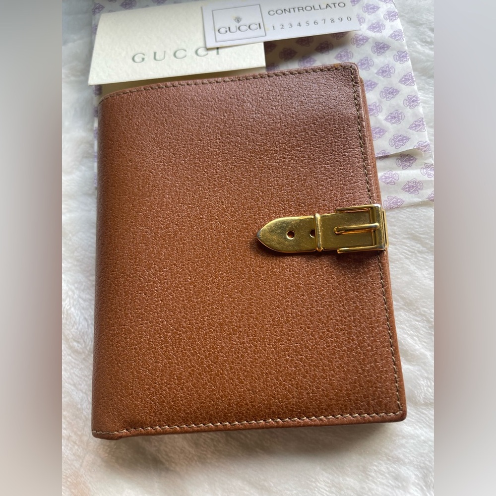 Gucci SylvieBrown compact Wallet with Gold Buckle